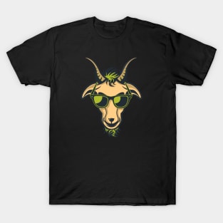 Goat with Glasses - Green Drawing Illustrattion T-Shirt